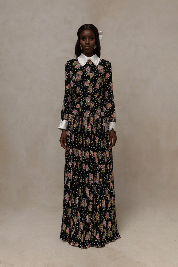 NIS-RC15699 BLACK&PINK FLORAL DRESS