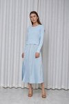 ROP-RPS2418 BLUE SATIN TIE DRESS SET
