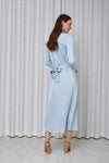 ROP-RPS2418 BLUE SATIN TIE DRESS SET