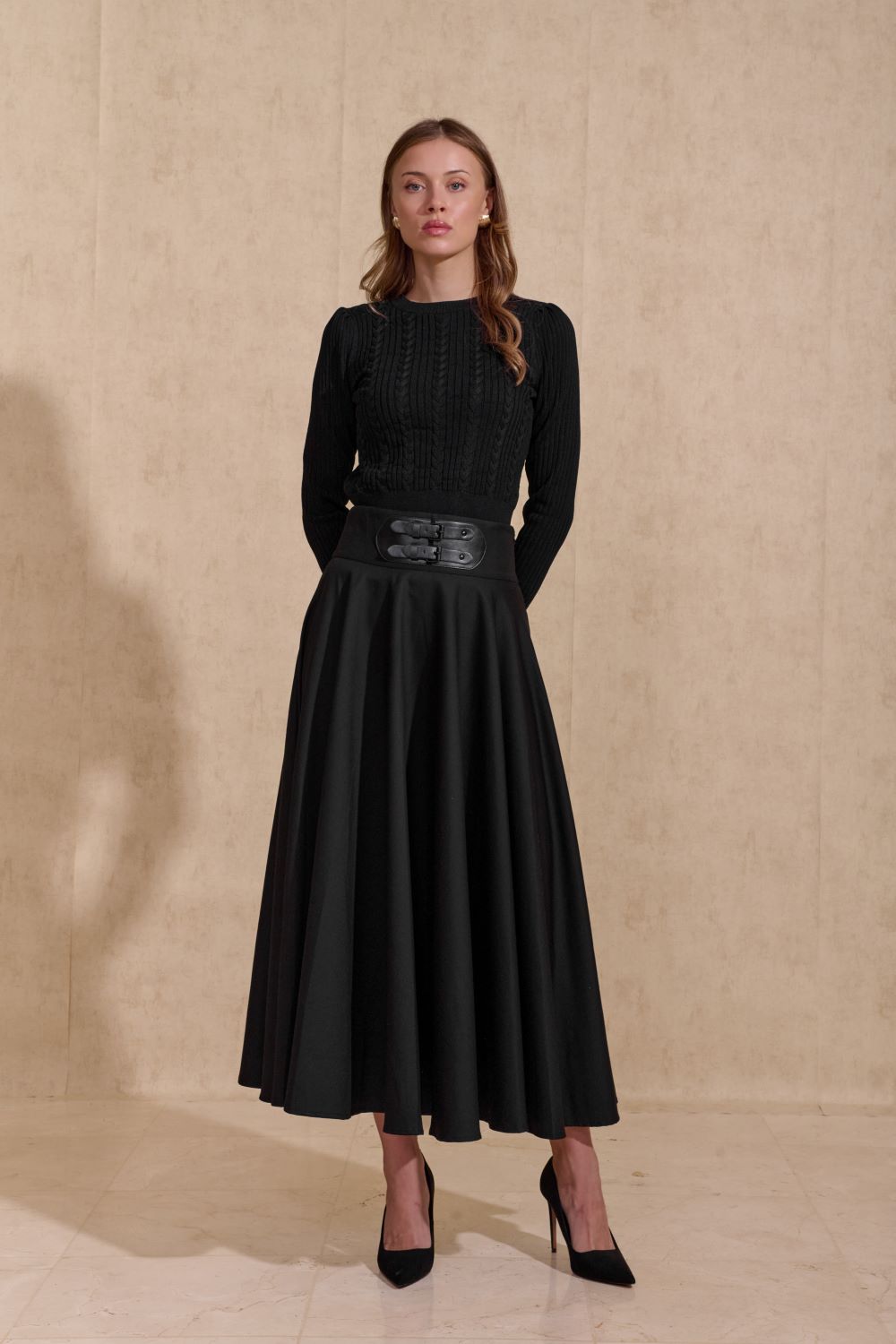 ROP-RPW2518 BLACK CABLE RIB MIX TOP