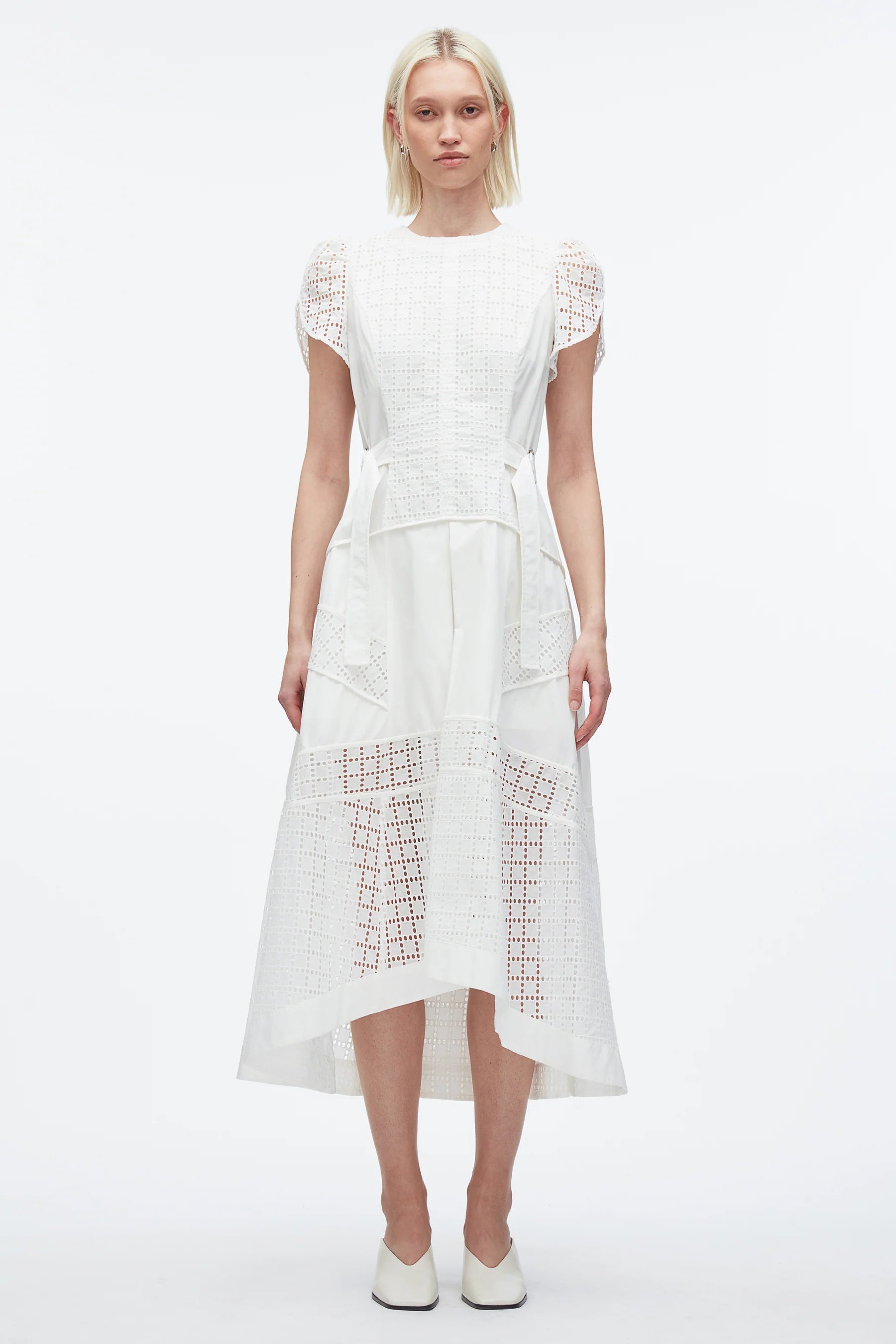 PLM-S51-9093BRG WHITE BROIDERIE TULIP DRESS