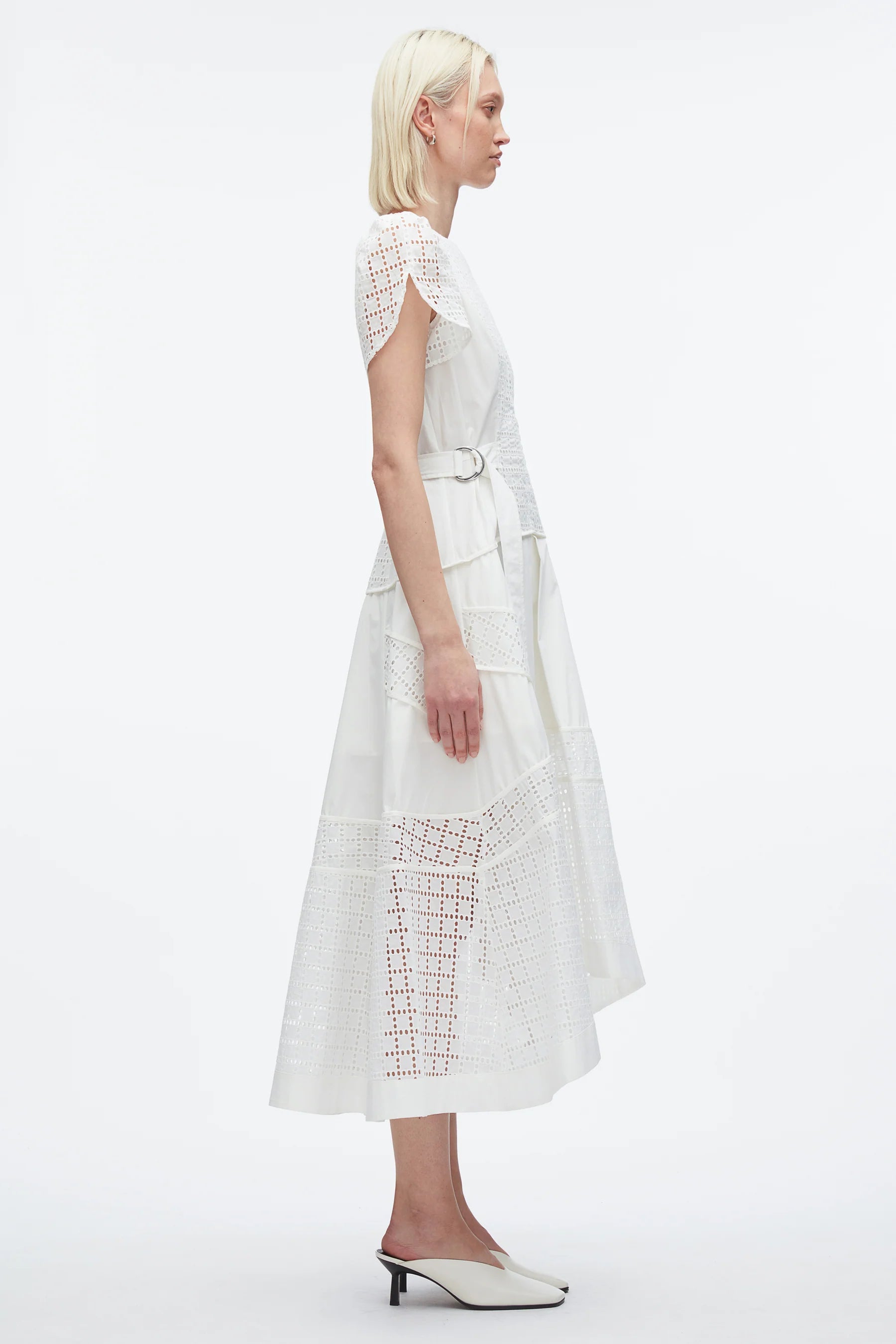PLM-S51-9093BRG WHITE BROIDERIE TULIP DRESS