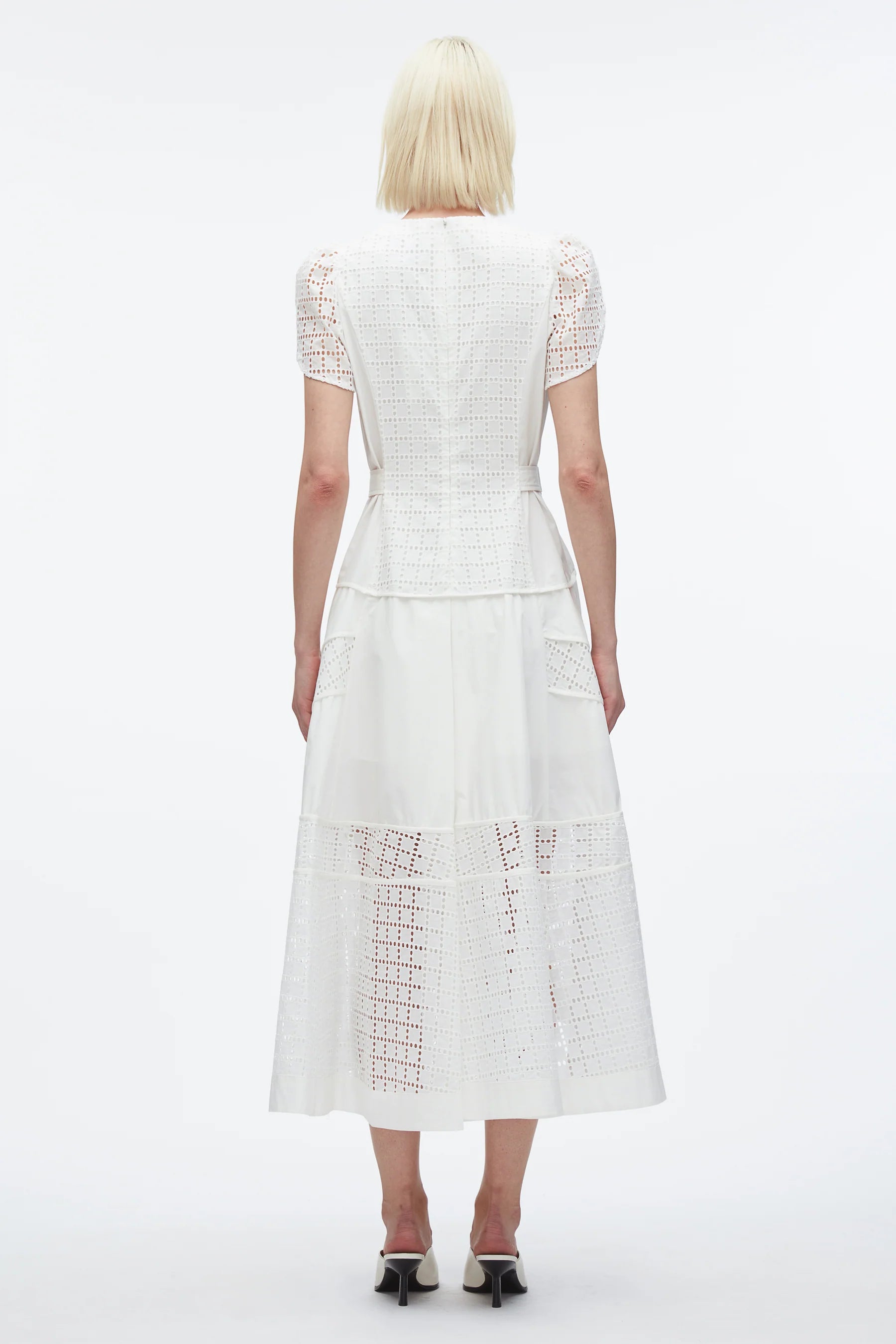 PLM-S51-9093BRG WHITE BROIDERIE TULIP DRESS