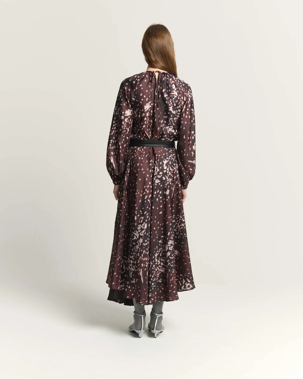 BEA-AB2C6757FAN41 AMBER PRINT PLEAT DRESS