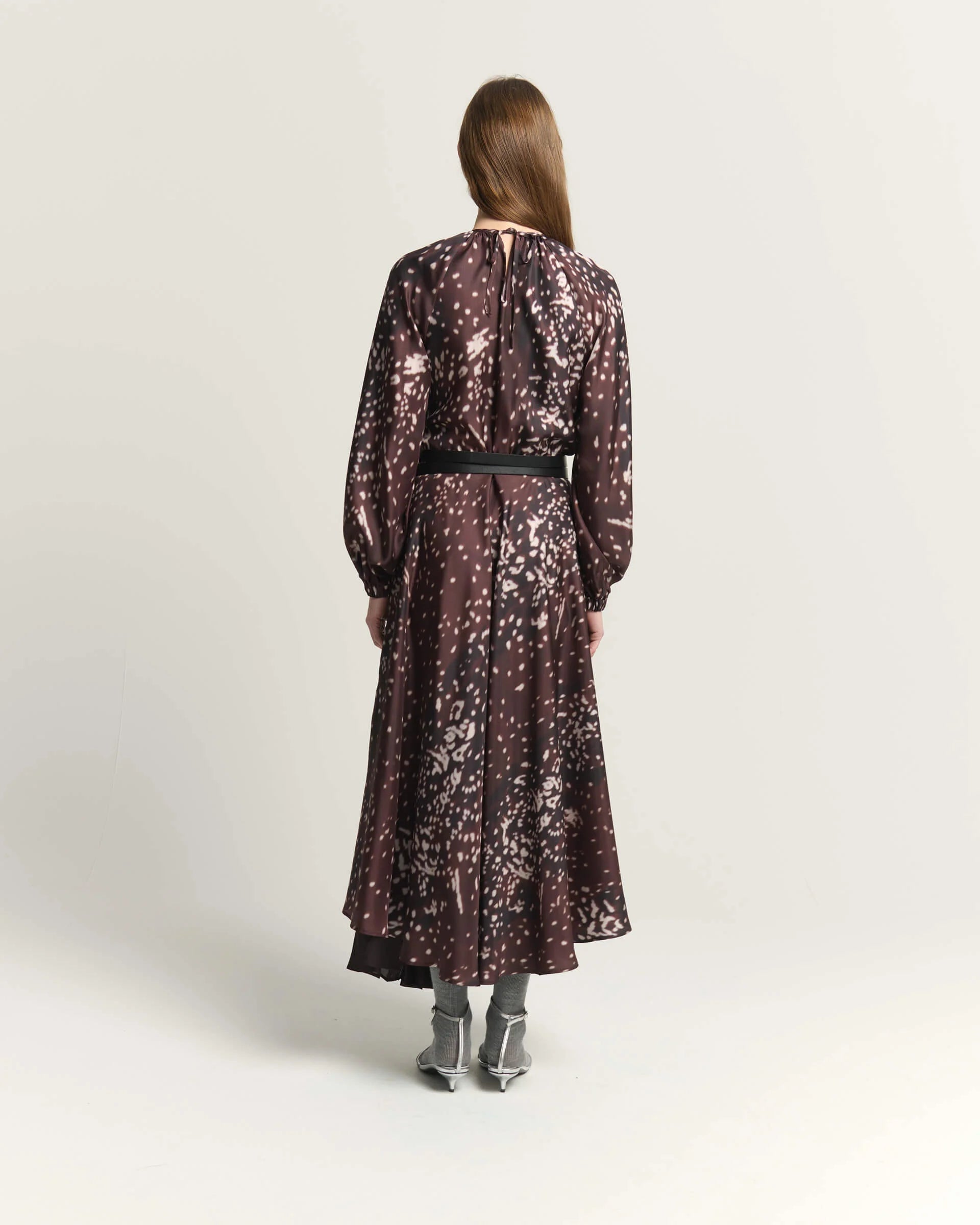 BEA-AB2C6757FAN41 AMBER PRINT PLEAT DRESS