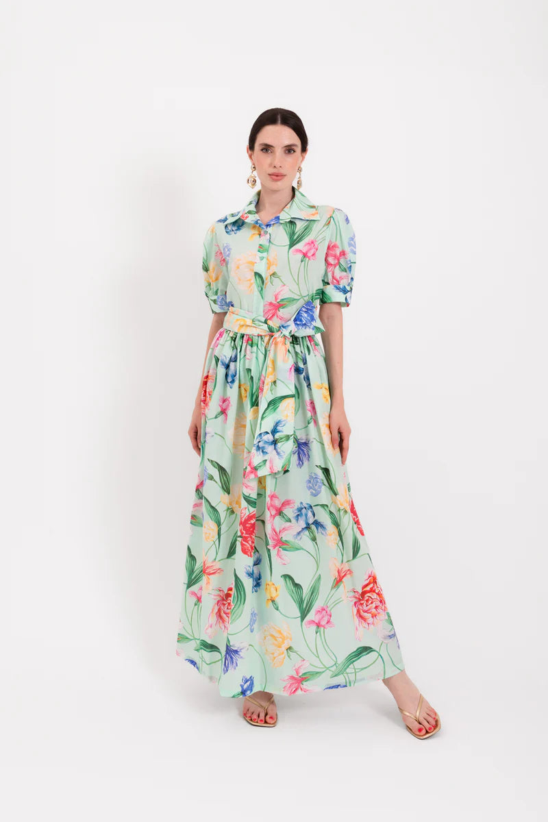 LAV-ALCERELLA GREEN FLORAL DRESS