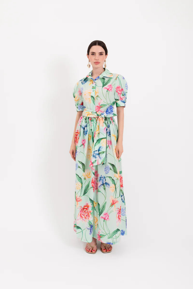 LAV-ALCERELLA GREEN FLORAL DRESS
