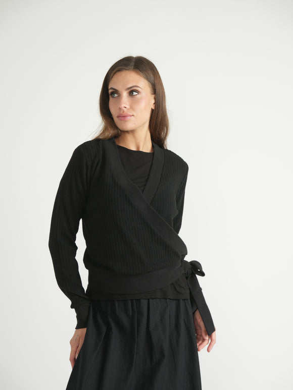 DEJ-SB4CM8801T BLACK WRAP CARDIGAN