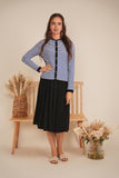 DEJ-SB5CM1262T DARK DENIM&WHITE STRIPED CARDIGAN
