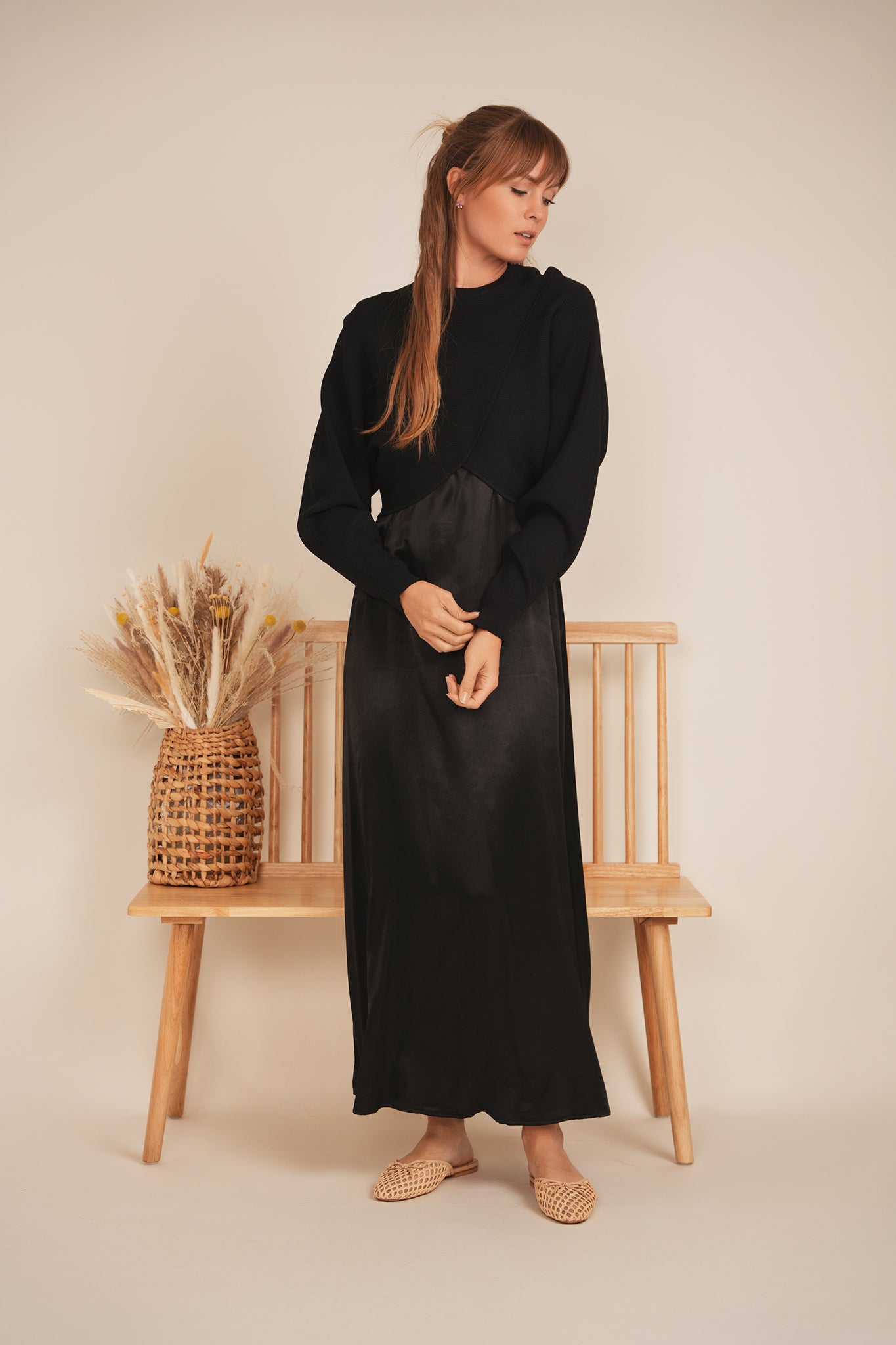 DEJ-SB5CM1322TE BLACK KNIT RIB TOP