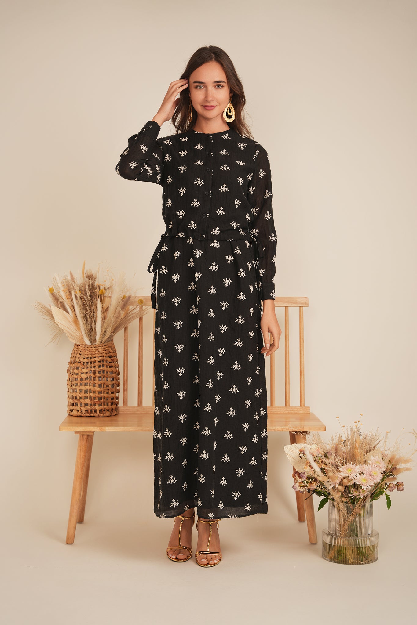 DEJ-SB5CM1431T&SB5CM1430DM BLACK EMBROIDERED SET