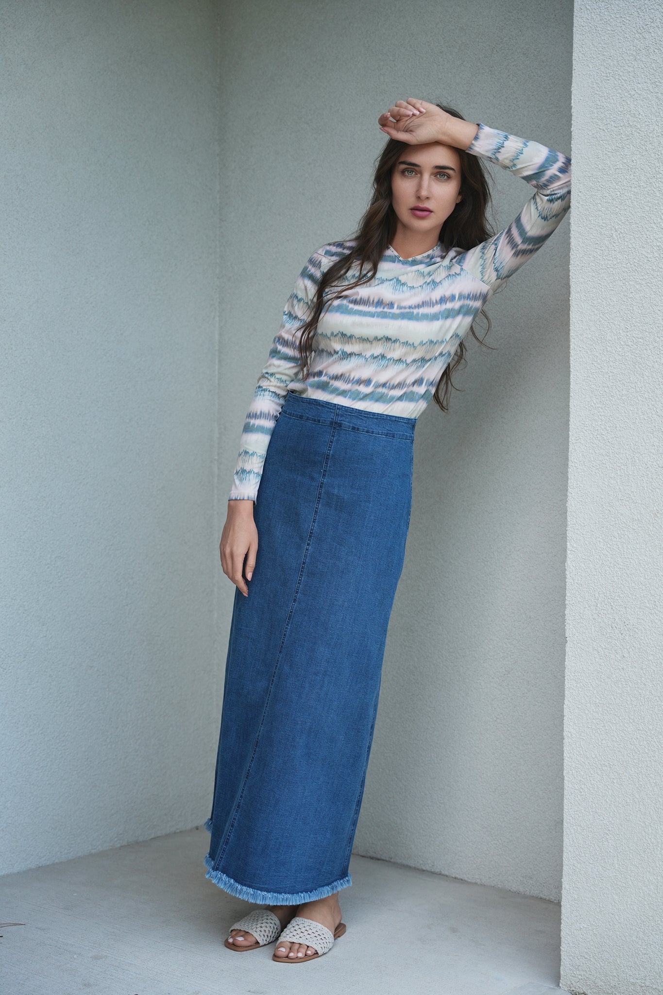 DEJ-SB5CM1460T DENIM PRINT T-SHIRT