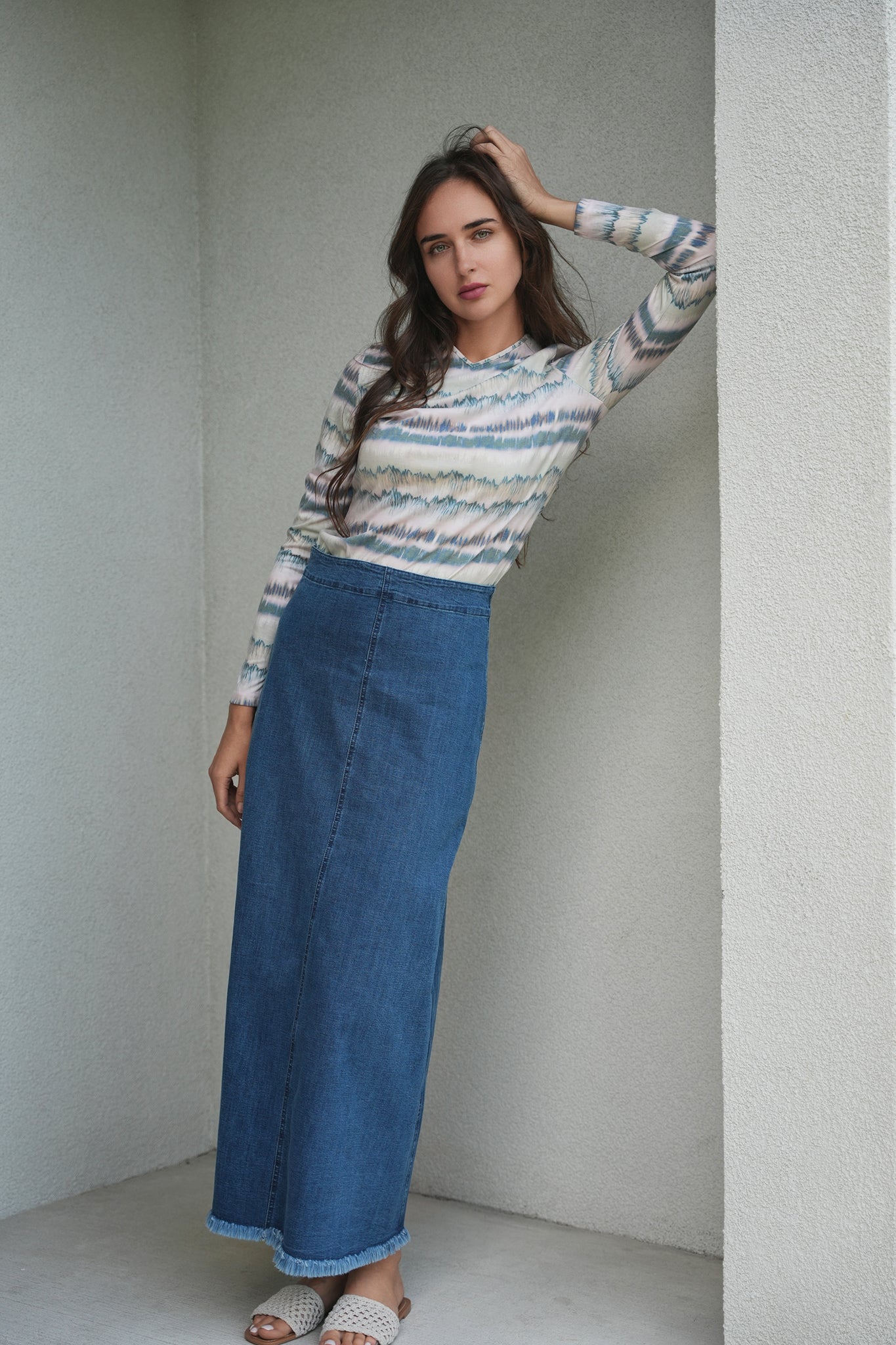 DEJ-SB5CM1460T DENIM PRINT T-SHIRT