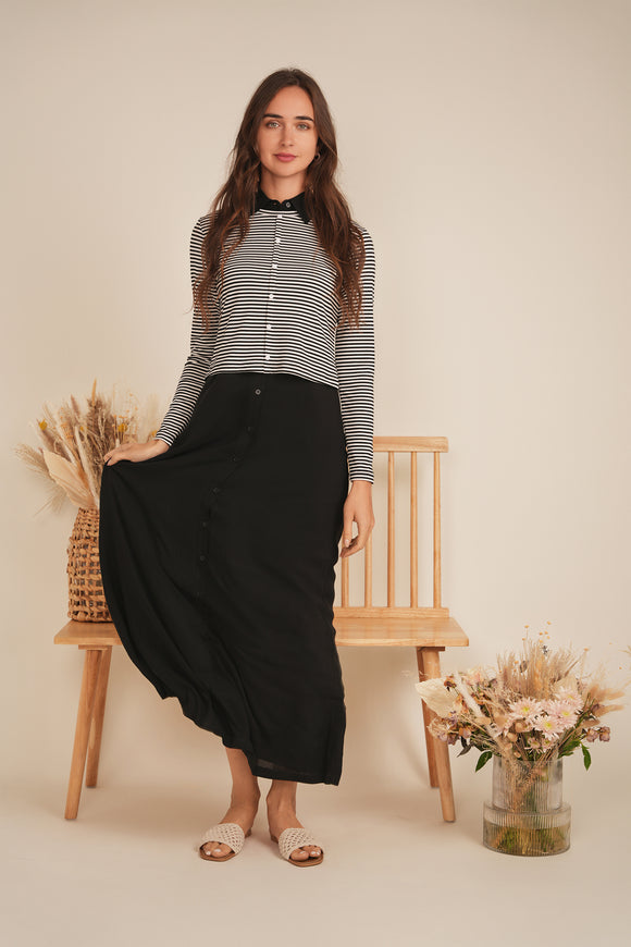DEJ-SB5CM1319T DENIM&PURPLE STRIPED CARDIGAN