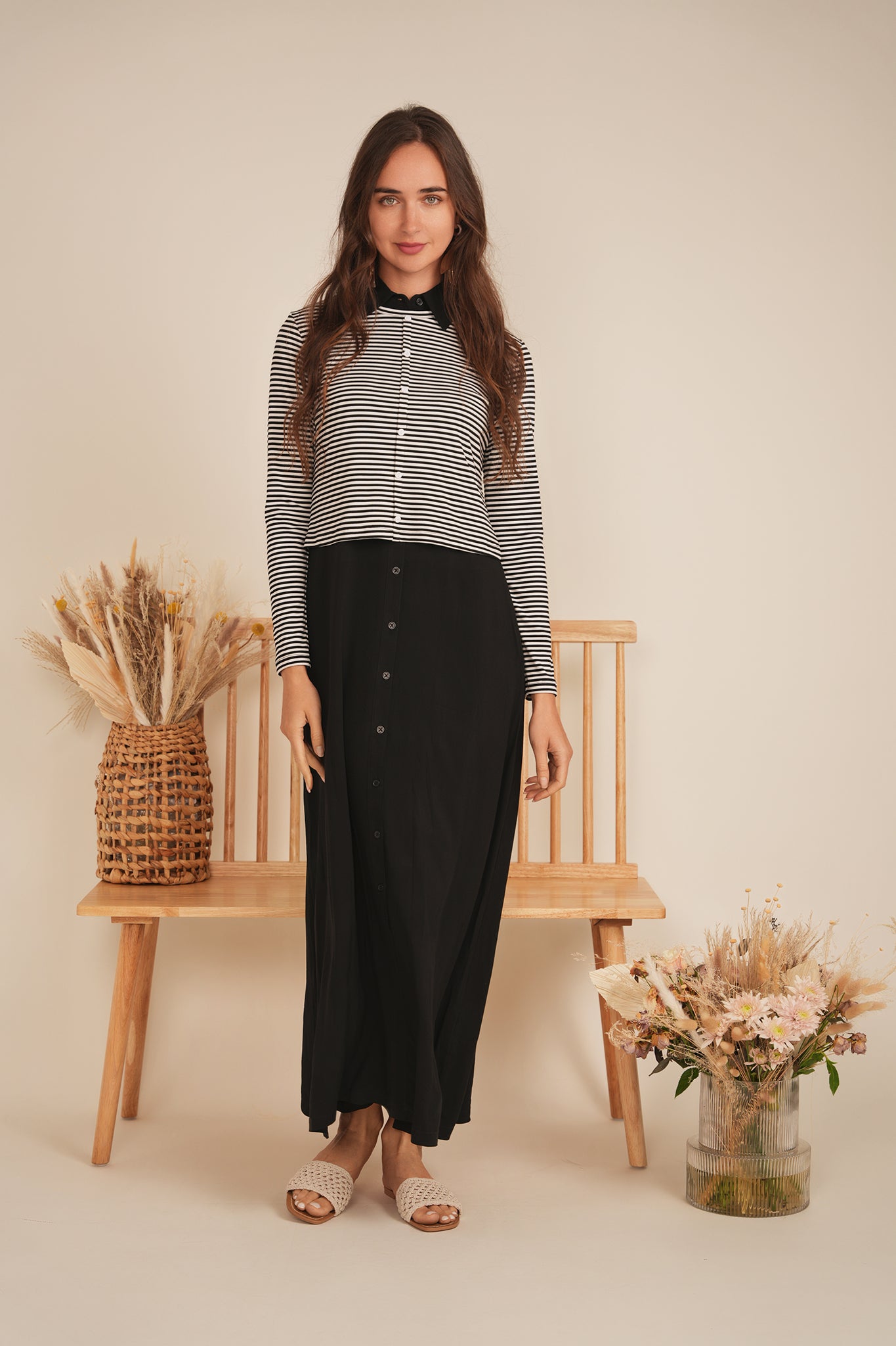 DEJ-SB5CM1319T DENIM&PURPLE STRIPED CARDIGAN