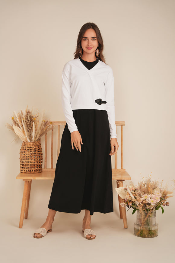 DEJ-SB5CM1485T WHITE WRAP KNIT CARDIGAN