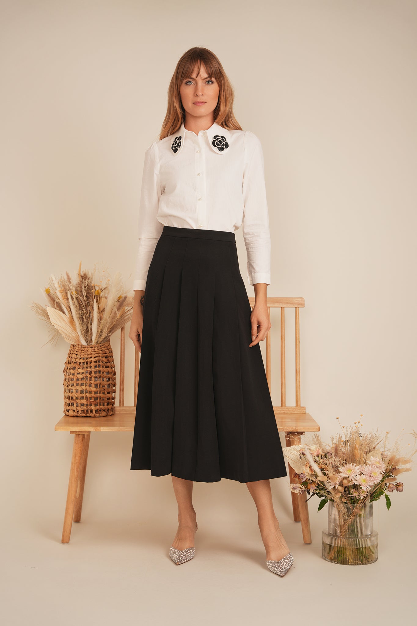 DEJ-SB5CM1402SM BLACK BUTTON SKIRT
