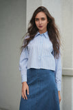 DEJ-SB5CM1526T BLUE&DENIM STRIPED BLOUSE