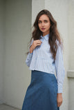 DEJ-SB5CM1526T BLUE&DENIM STRIPED BLOUSE