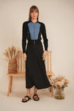 DEJ-SB5CM8371T CHAMBRAY&MULTI TRIM TOP