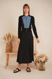 DEJ-SB5CM8371T CHAMBRAY&MULTI TRIM TOP