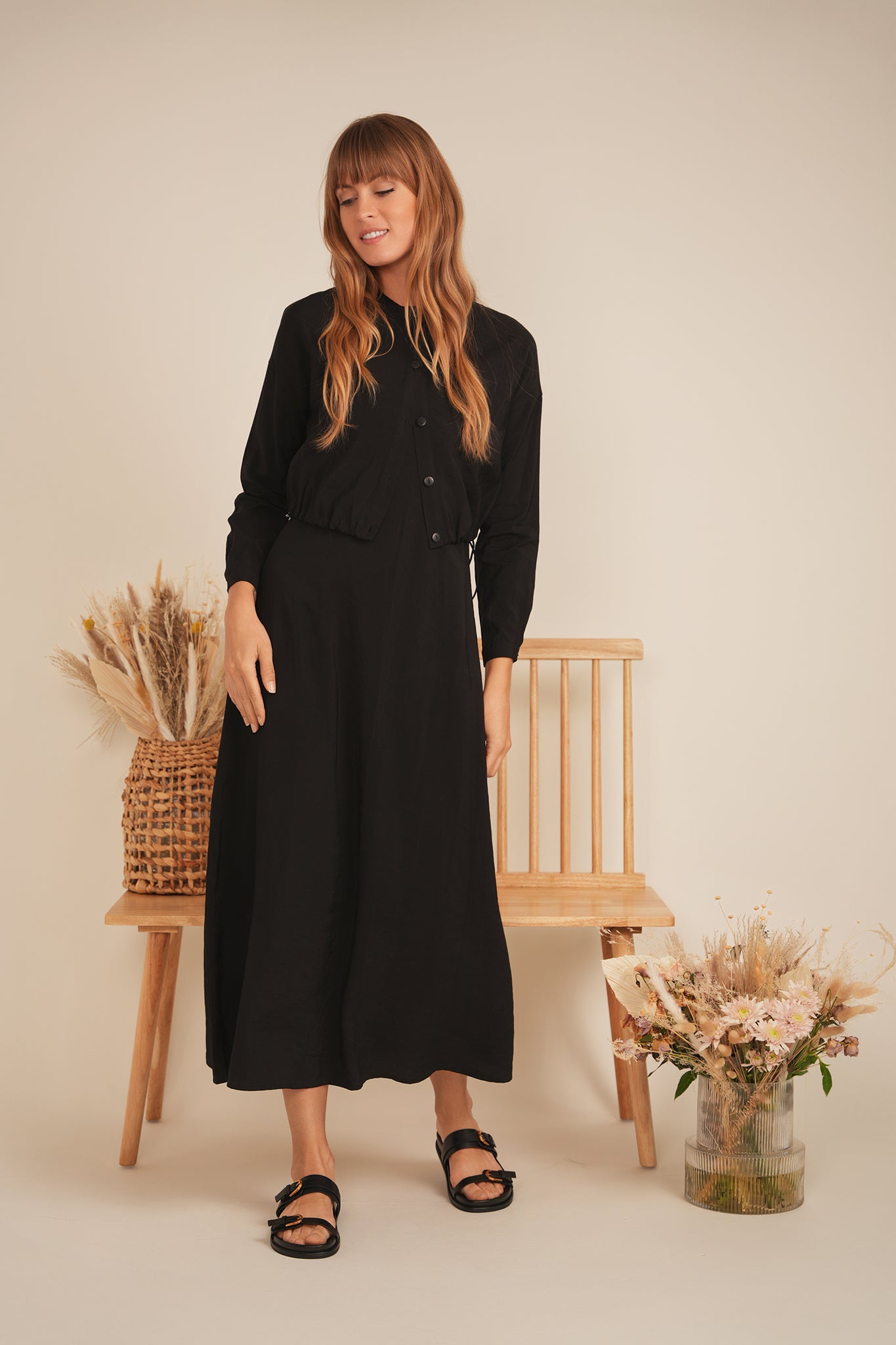 DEJ-SB5CM8915DL MIDNIGHT BLUE TENCEL SLEEVELESS DRESS