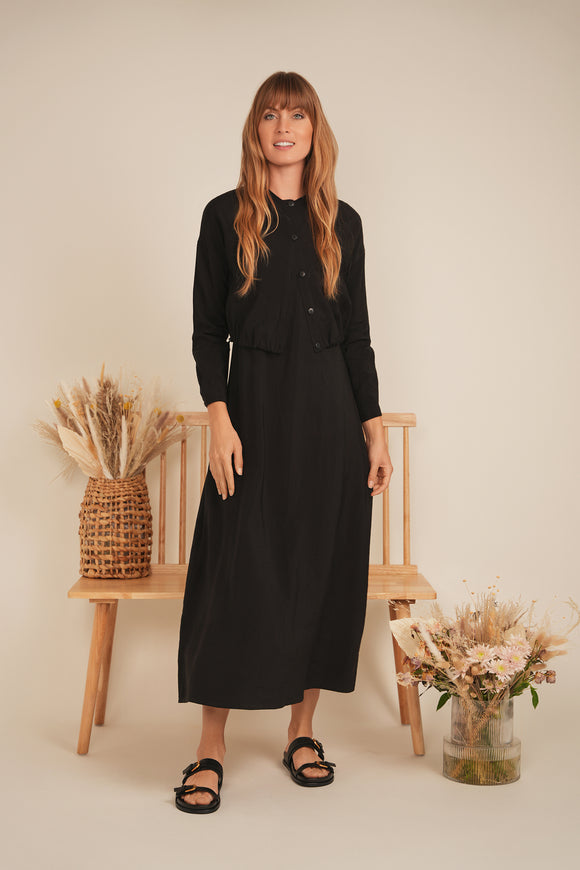 DEJ-SB5CM8915DL MIDNIGHT BLUE TENCEL SLEEVELESS DRESS