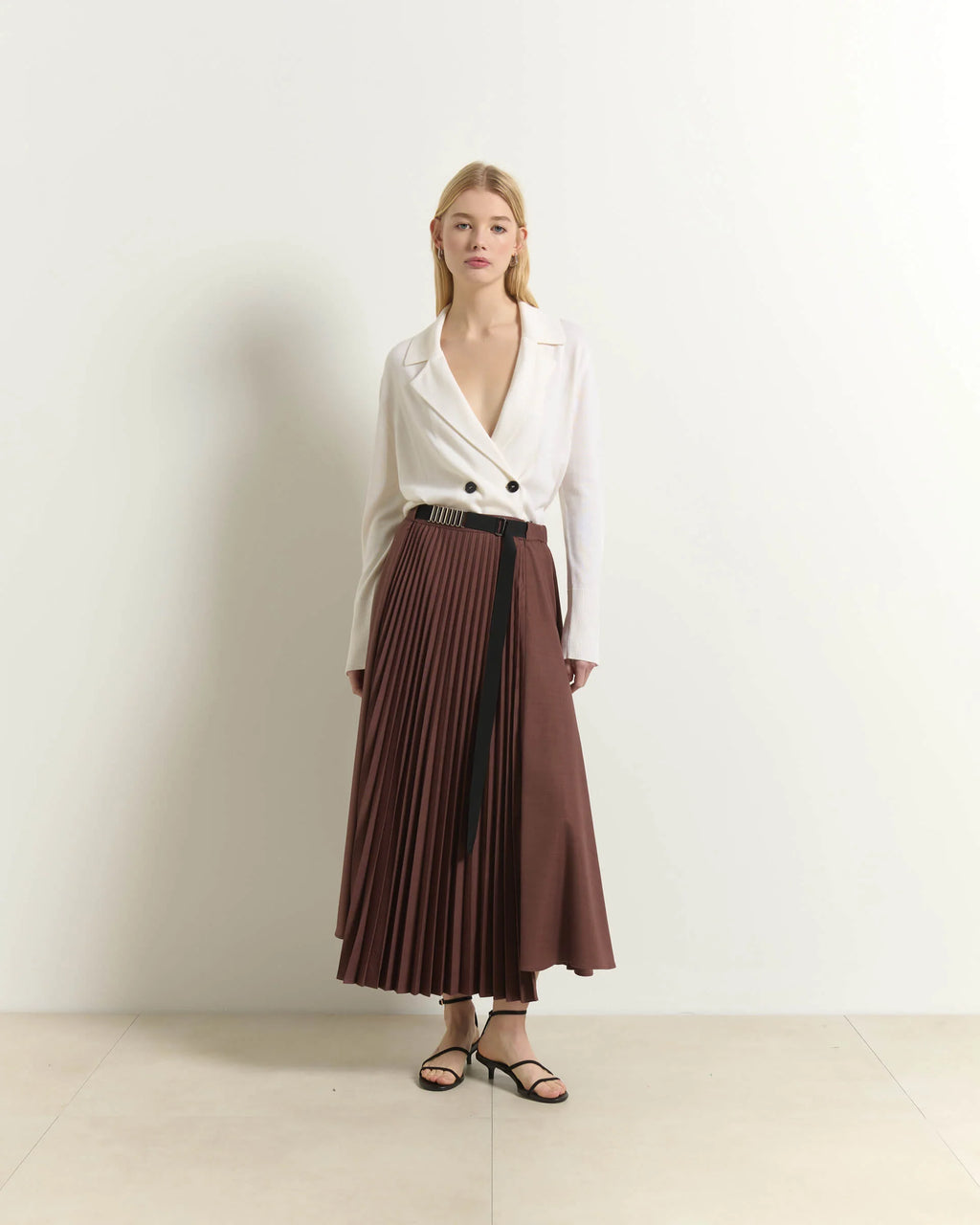 BEA-AB2C5990PARV CHOCOLATE BAR BUCKLE SKIRT