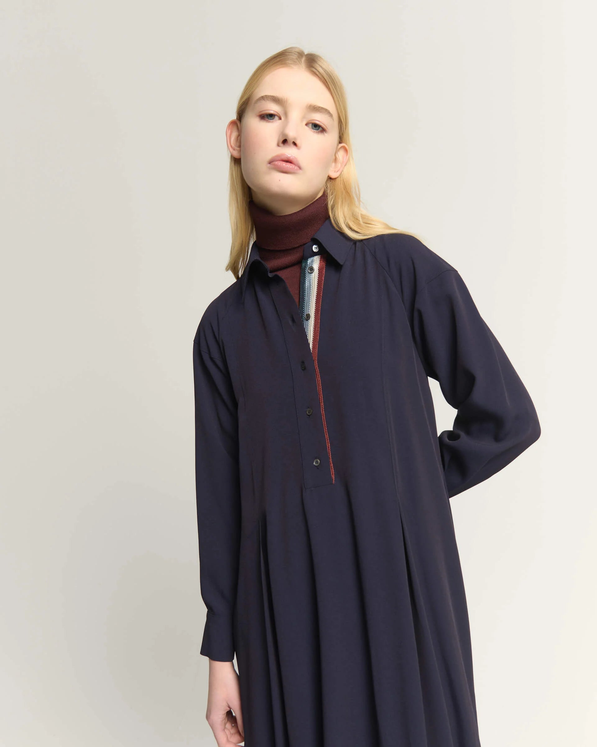 BEA-AB2C6727SAT161 NAVY TRIMMING DRESS
