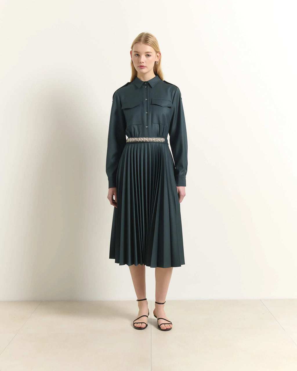 BEA-AB2C6753RO99 PINE DIAMANTE BELT DRESS