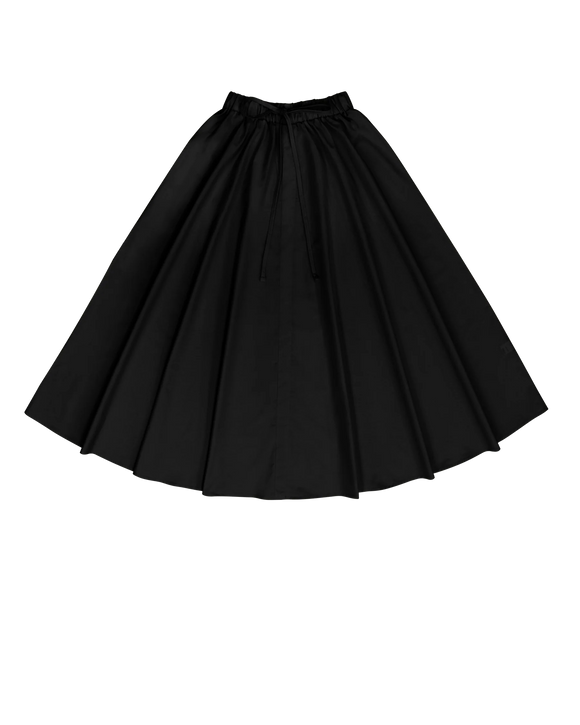 PAR-SK439 BLACK WOVEN DRAWSTRING SKIRT
