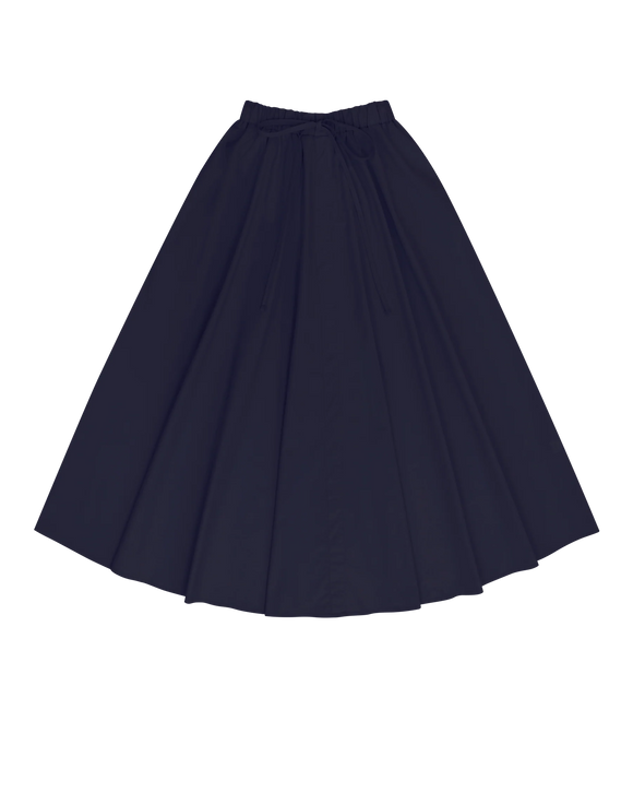 PAR-SK439 NAVY WOVEN DRAWSTRING SKIRT