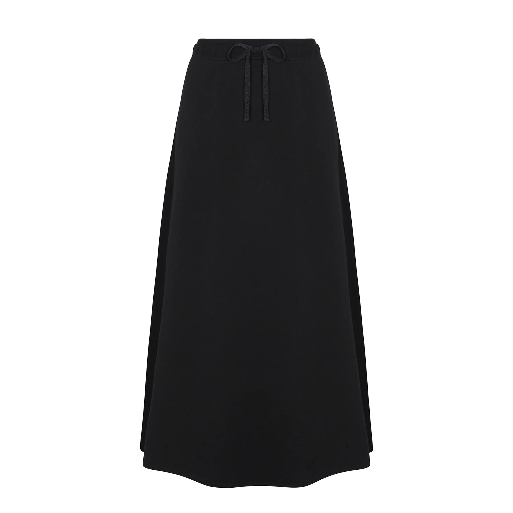 PAR-SK496 BLACK FRENCH TERRY DRAWSTRING SKIRT
