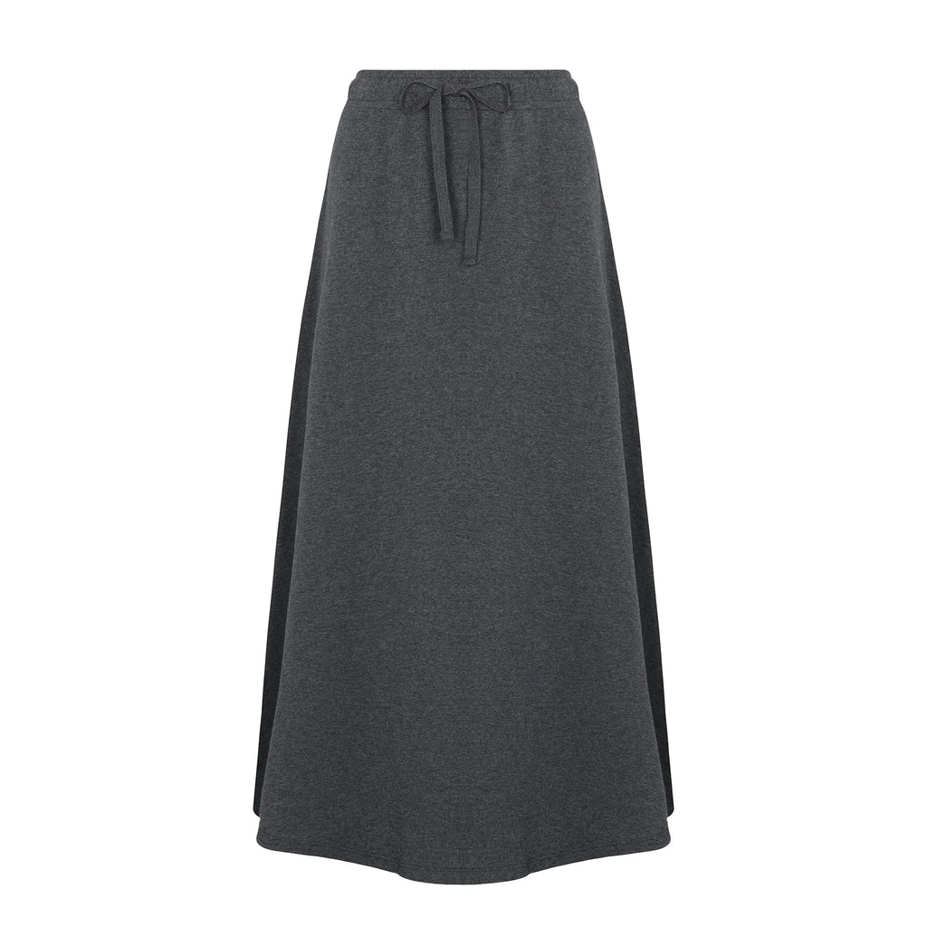 PAR-SK496 GREY FRENCH TERRY DRAWSTRING SKIRT