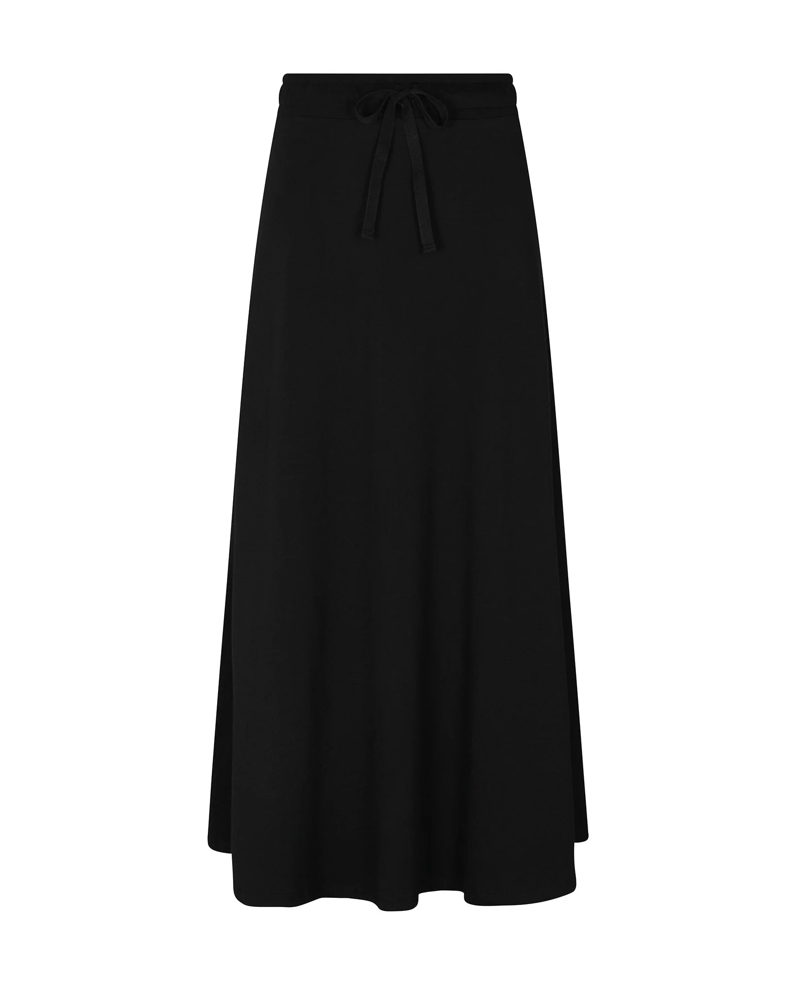 PAR-SK528 BLACK DRAWSTRING MAXI SKIRT