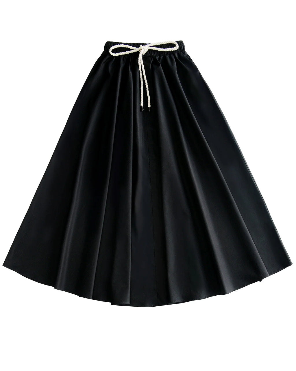 PAR-SK529 BLACK POPLIN DRAWSTRING SKIRT