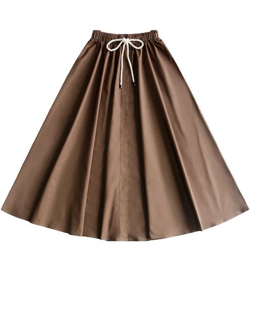 PAR-SK529 CAMEL POPLIN DRAWSTRING SKIRT