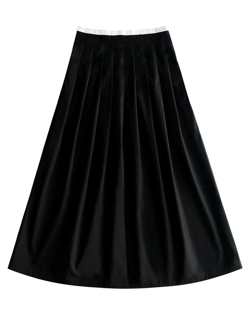 PAR-SK530 BLACK TWO TONE PLEAT SKIRT