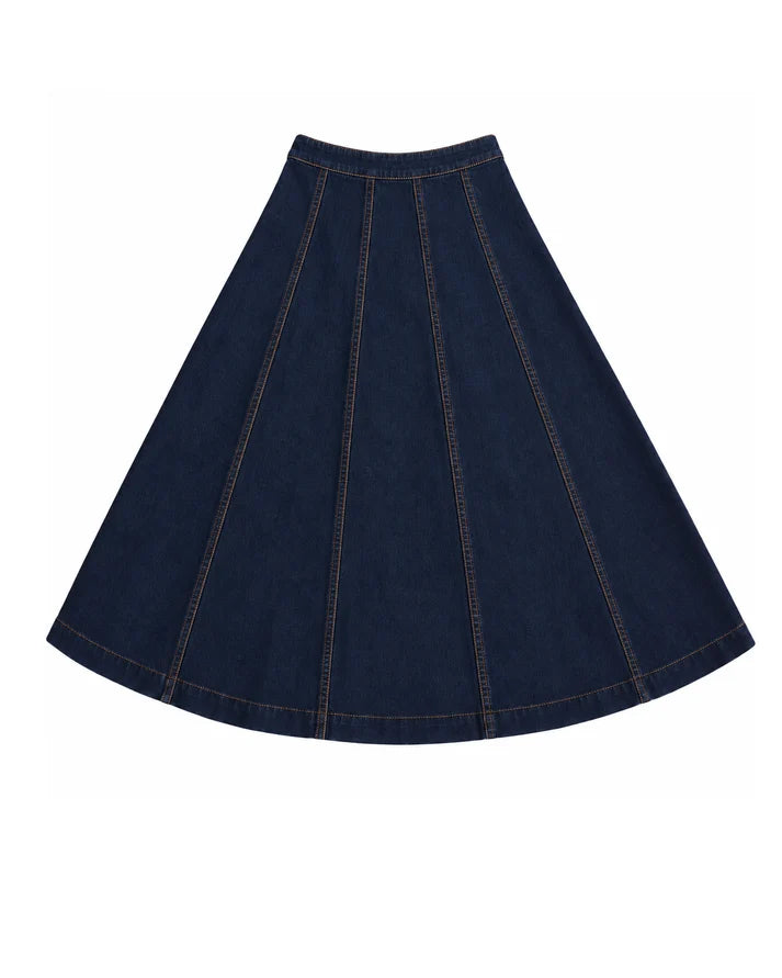 PAR-SK577 BLUE DENIM PANEL SKIRT