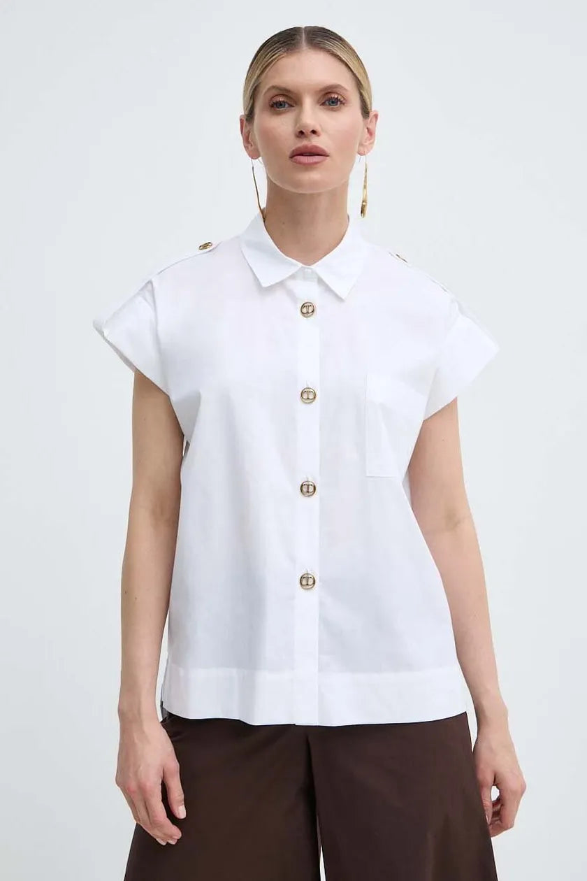 TWS-241TT2194 WHITE BUTTON BLOUSE
