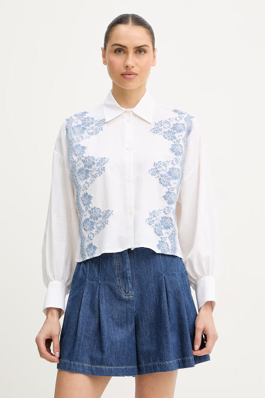 ERF-D48EK0ET0 WHITE FLOWER LACE BLOUSE