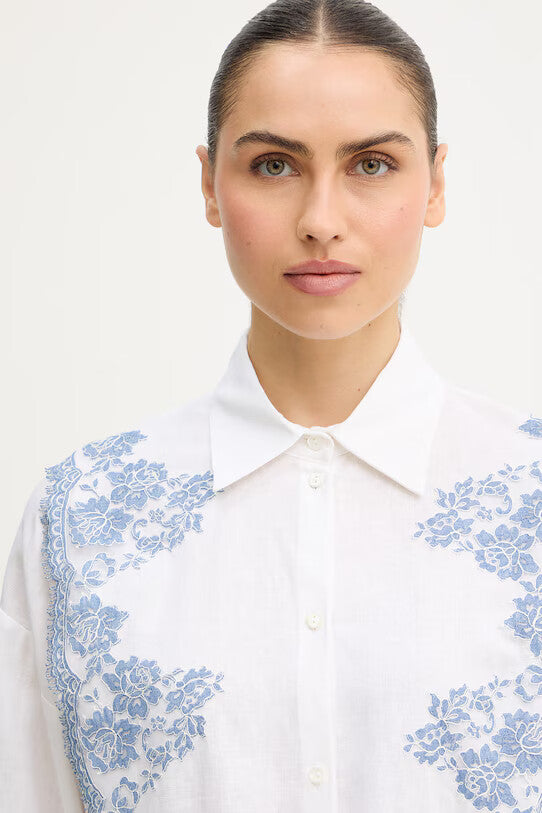 ERF-D48EK0ET0 WHITE FLOWER LACE BLOUSE