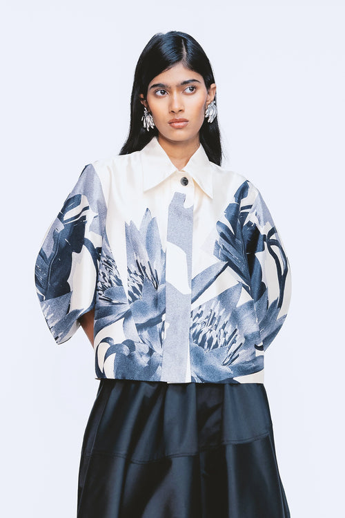 LVB-RS27-013 GRAPHITE BANANA BLOOM BLOUSE