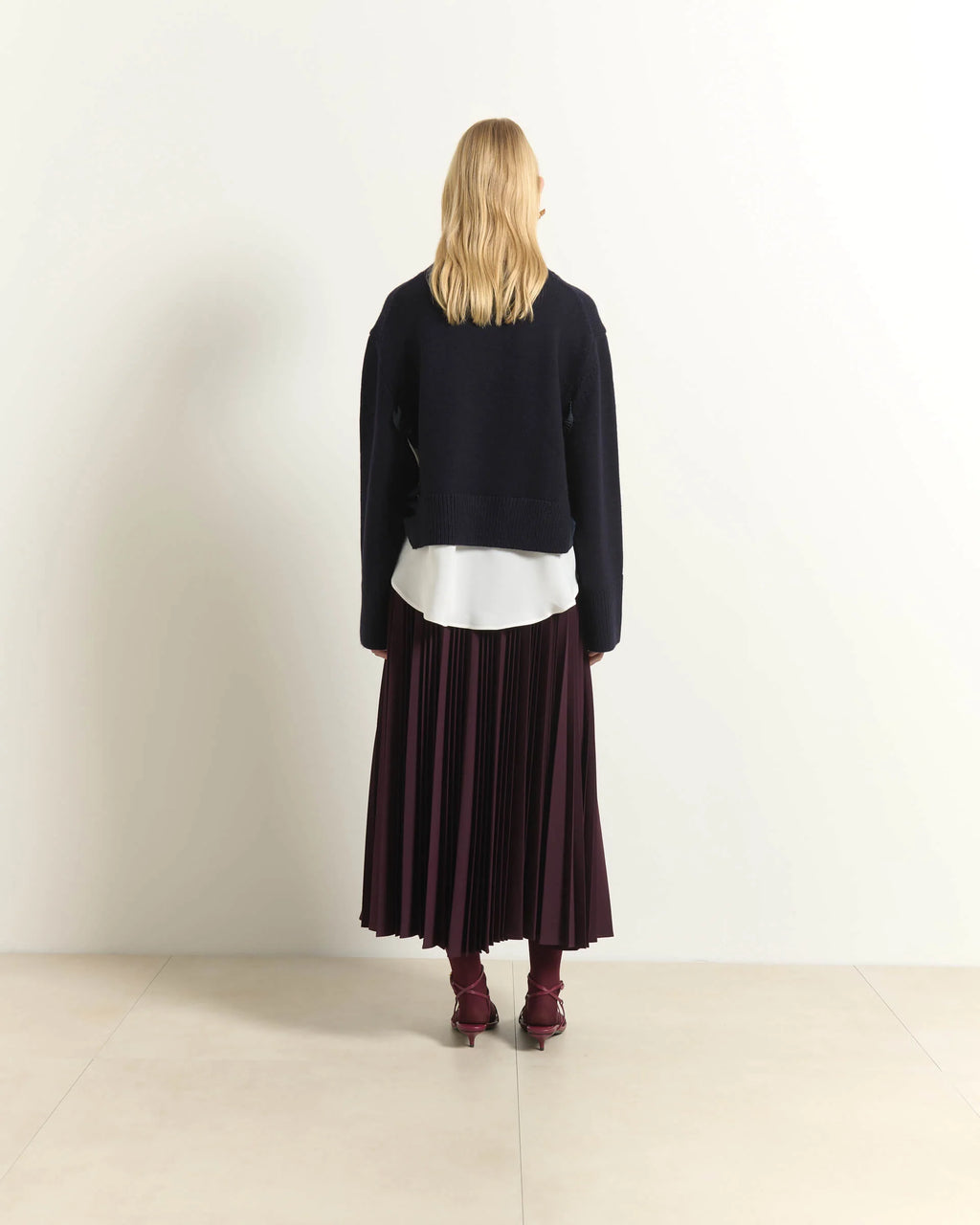 BEA-AB2C5017RO99 PLUM PLEATED SKIRT