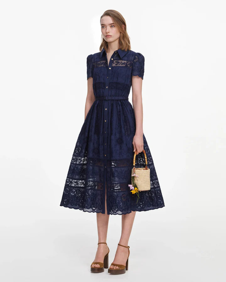 SPO-PF26-5MA NAVY RAMIE COLLARED DRESS