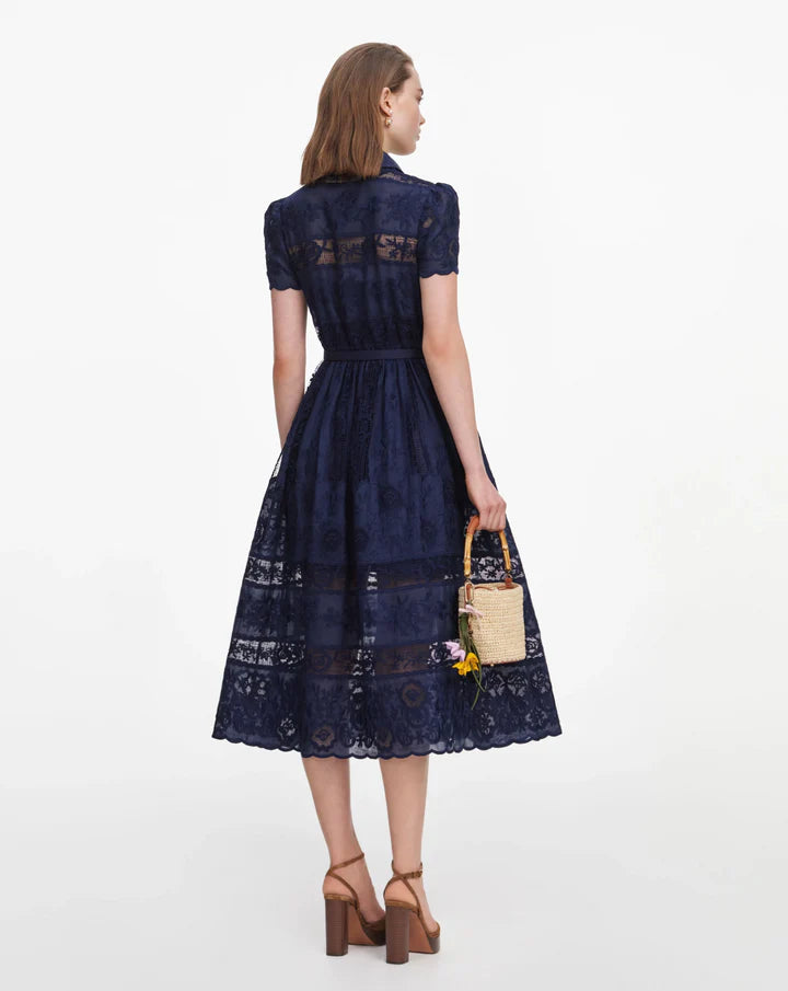 SPO-PF26-5MA NAVY RAMIE COLLARED DRESS