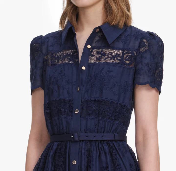 SPO-PF26-5MA NAVY RAMIE COLLARED DRESS
