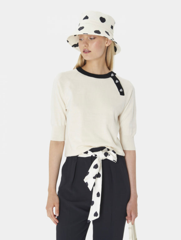 PUL36TT657 TARA JARMON PASTELLE ECRU&BLACK TOP