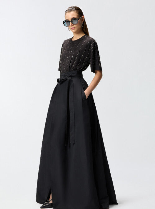 PKO-106253 RAPONZOLO BLACK TAFFETA SKIRT