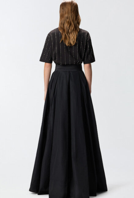 PKO-106253 RAPONZOLO BLACK TAFFETA SKIRT